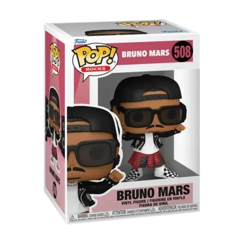Funko Pop Bruno Mars 508 Música en su caja con vista lateral de la tienda de figuras coleccionables online spain dreamspop especializada en funko pop y youtooz
