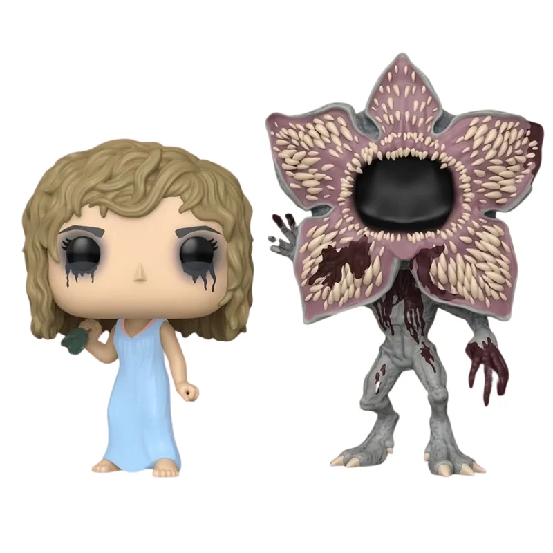 Funko Pop 2 Pack Karen y Demogorgon Stranger Things fuera de su caja, vista frontal.