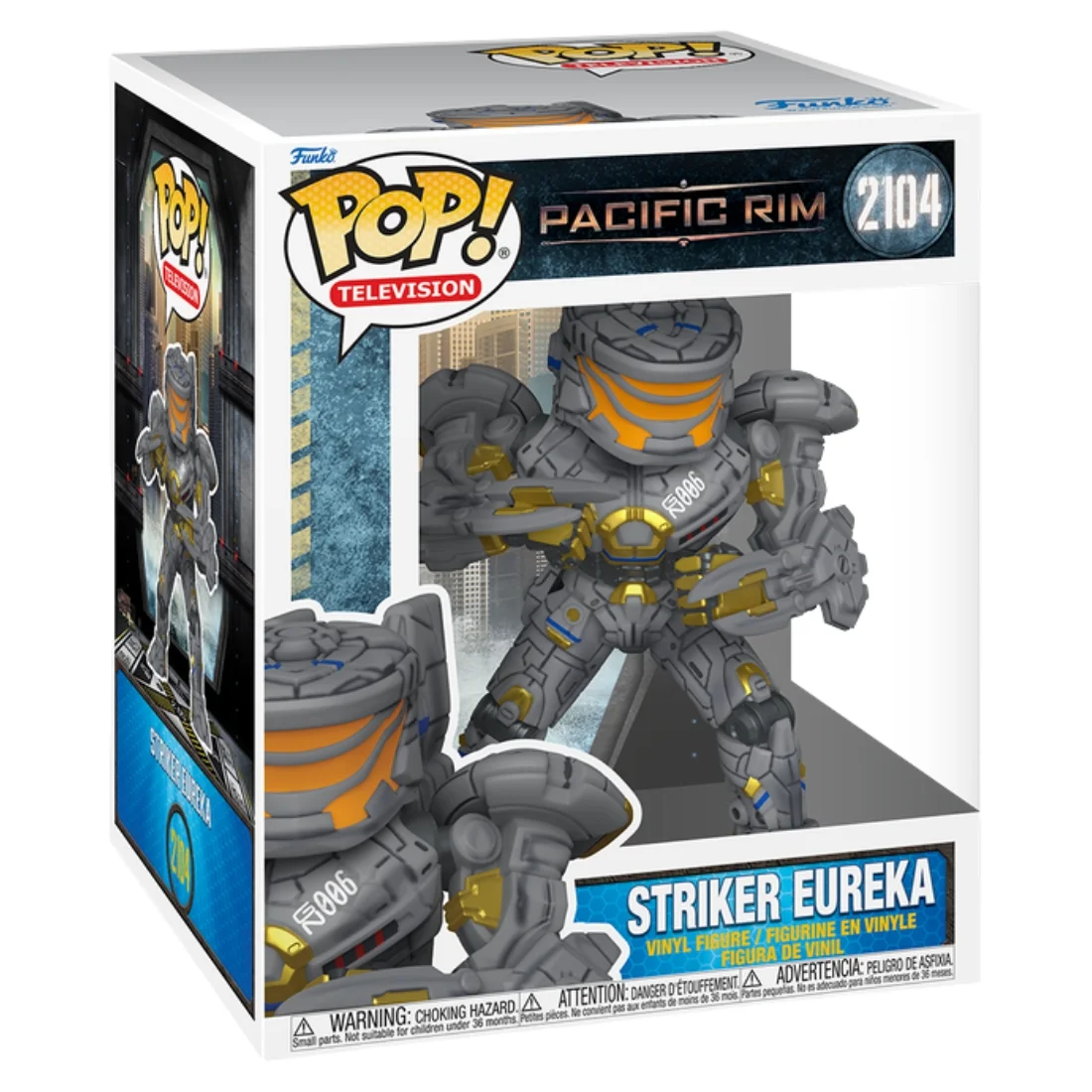 Funko Pop 6'' Striker Eureka 2104 Pacific Rim en su caja original, vista lateral