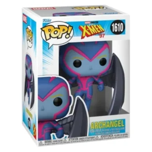 Funko Pop Archangel 1610 X-Men Marvel en su caja original, vista lateral.