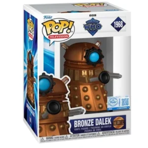 Funko Pop Bronze Dalek 1968 SE Metallic Doctor Who en su caja original, vista lateral.