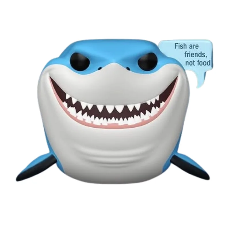 Funko Pop Bruce 1816 Finding Nemo fuera de su caja, vista frontal.