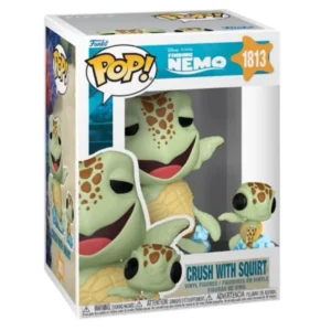 Funko Pop Crush with Squirt 1813 Finding Nemo en su caja original, vista lateral.