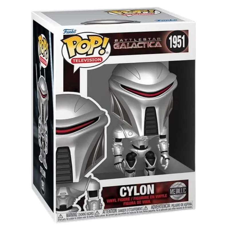 Funko Pop Cyclon 1951 Battlestar Galactica en su caja original, vista lateral.