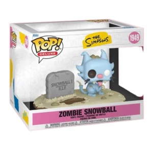 Funko Pop Deluxe Zombie Snowball 1949 The Simpsons en su caja original, vista lateral.