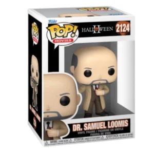 Funko Pop Dr. Samuel Loomis 2124 Halloween II en su caja original, vista lateral.