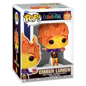 Funko Pop Ember Lumen 1791 Elemental Disney en su caja original, vista lateral