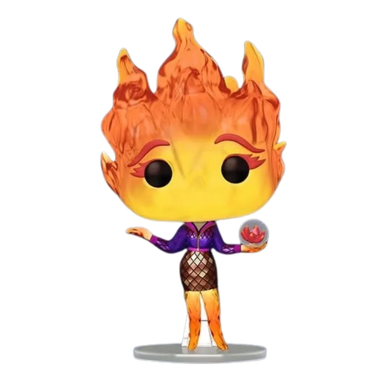 Funko Pop Ember Lumen 1791 Elemental Disney fuera de su caja, vista frontal.