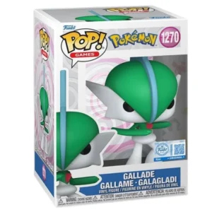 Funko Pop Gallade 1270 SE Pokémon en su caja original, vista lateral.