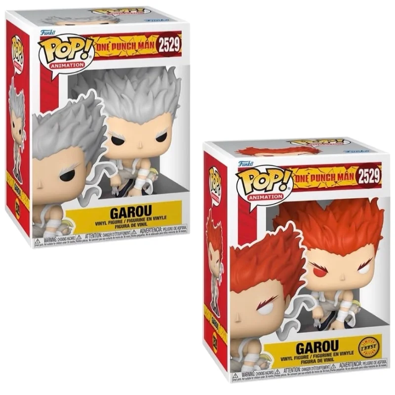 Funko Pop Garou 2529 Bundle One Punch Man en sus cajas original, vista lateral.