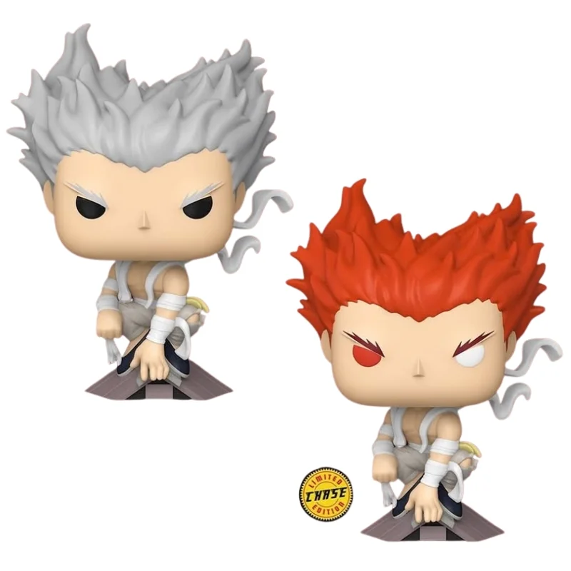 Funko Pop Garou 2529 Bundle One Punch Man fuera de sus cajas, vista frontal.