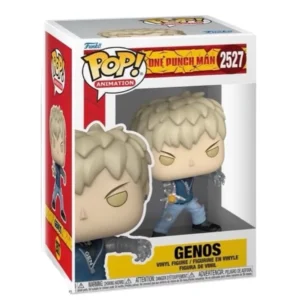 Funko Pop Genos 2527 One Punch Man en su caja original, vista lateral.
