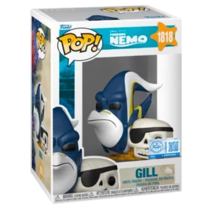 Funko Pop Gill 1818 SE Finding Nemo en su caja original, vista lateral.