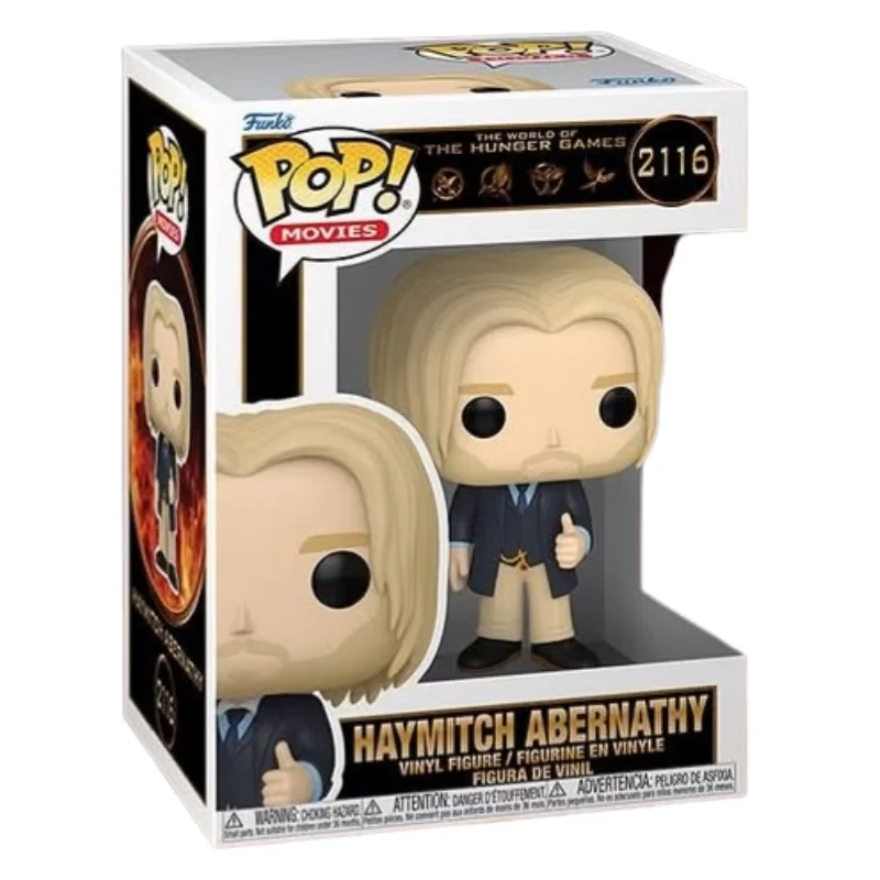 Funko Pop Haymitch Abernathy 2116 The Hunger Games en su caja original, vista lateral.