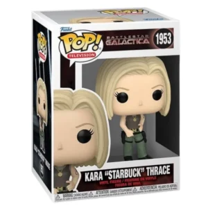 Funko Pop Kara Starbuck Thrace 1953 Battlestar Galactica en su caja original, vista lateral.