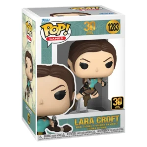 Funko Pop Lara Croft 1283 Tomb Raider en su caja original, vista lateral.