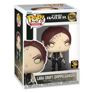 Funko Pop Lara Croft 1284 Tomb Raider en su caja original, vista lateral.