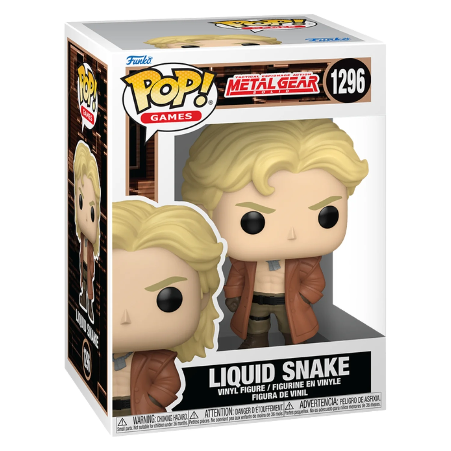 Funko Pop Liquid Snake 1296 Metal Gear Solid en caja original, vista lateral