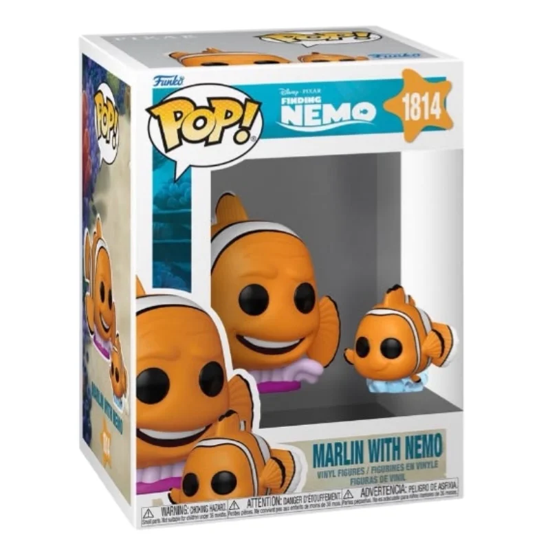 Funko Pop Marlin with Nemo 1814 Finding Nemo en su caja original, vista lateral.