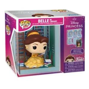 Funko Pop Nooks Belle in Library Disney Princess Beauty and The Beast en su caja original, vista lateral.