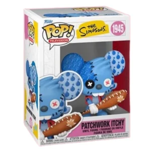 Funko Pop Patchwork Itchy 1945 The Simpsons en su caja original, vista lateral.