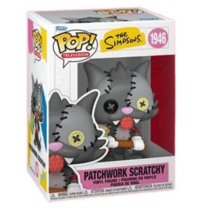 Funko Pop Patchwork Scratchy 1946 The Simpsons en su caja original, vista lateral.