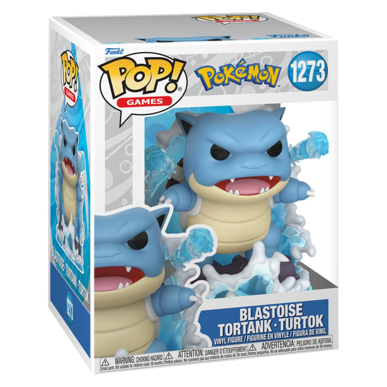 Funko Pop Premium Blastoise 1273 Pokémon en caja original, vista lateral