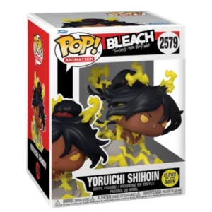 Funko Pop Premium Yoruichi Shihoin 2579 GITD Bleach en su caja original, vista lateral.