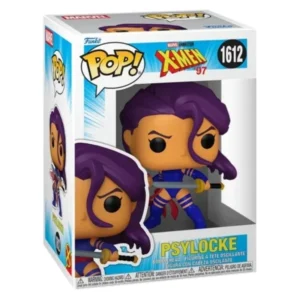 Funko Pop Psylocke 1612 X-Men Marvel en su caja original, vista lateral.