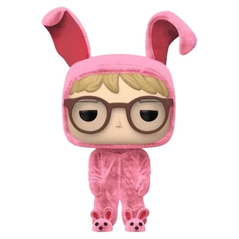 Funko Pop Ralphie in Bunny Suit 2143 Flocked A Christmas Story fuera de su caja, vista frontal.