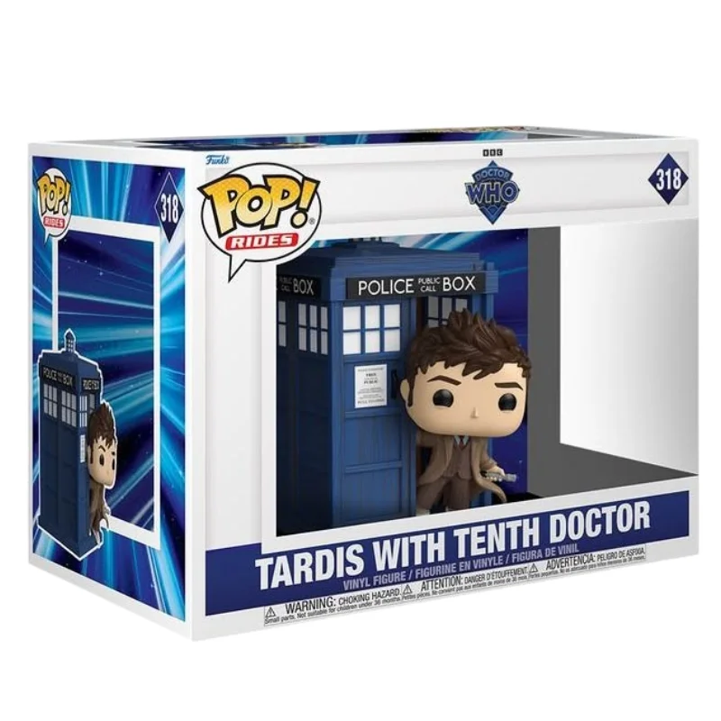 Funko Pop Rides Tardis with Tenth Doctor 318 Doctor Who en su caja original, vista lateral.
