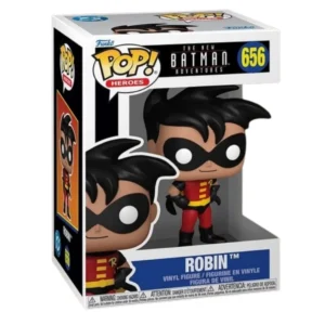 Funko Pop Robin 656 The New Batman Adventures en su caja original, vista lateral.