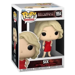 Funko Pop Six 1954 Battlestar Galactica en su caja original, vista lateral.