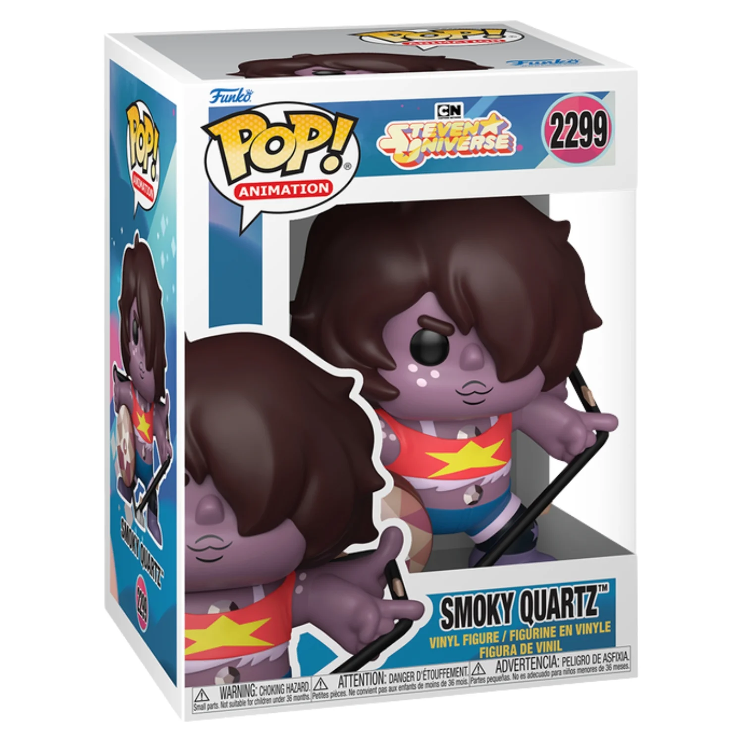 Funko Pop Smoky Quartz 2299 Steven Universe en su caja original, vista lateral