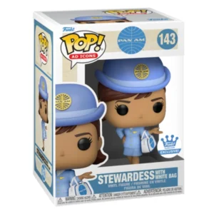 Funko Pop Stewardess with White Bag 143 SE Pan Am en caja original, vista lateral
