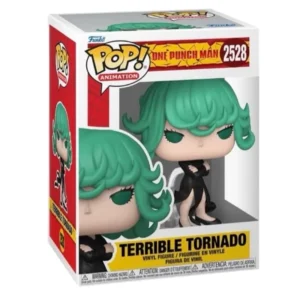 Funko Pop Terrible Tornado 2528 One Punch Man en su caja original, vista lateral.