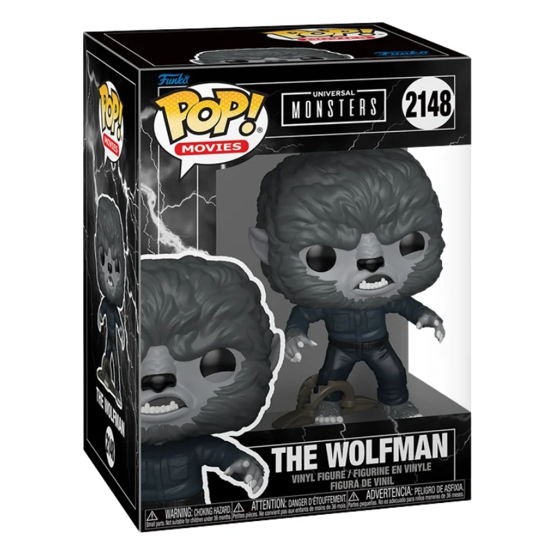 Funko Pop The Wolfman 2148 Universal Monsters en su caja original, vista lateral.