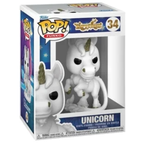 Funko Pop Unicorn 34 Myths en su caja original, vista lateral.