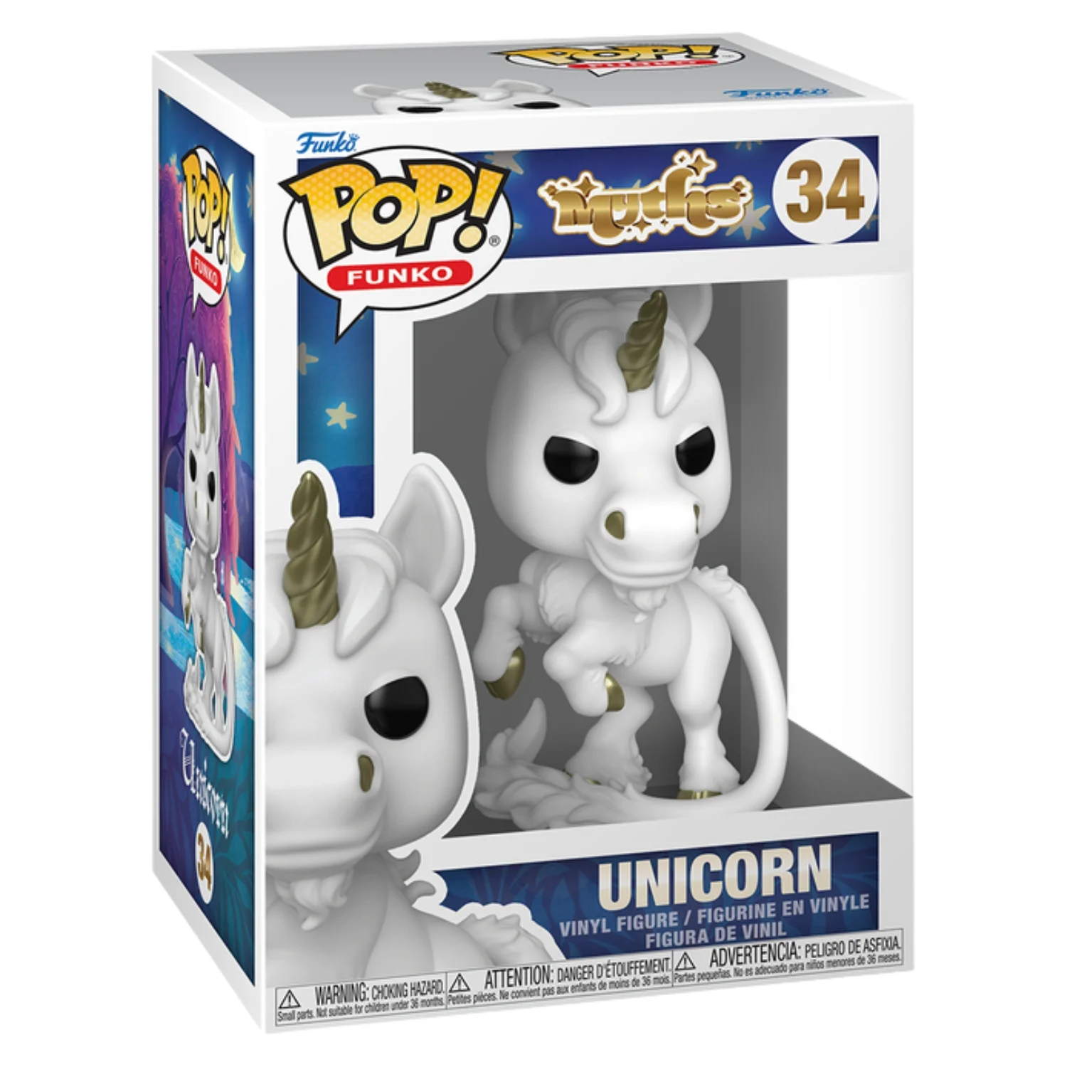 Funko Pop Unicorn 34 Myths en caja original, vista lateral