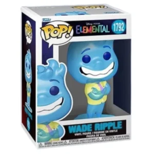 Funko Pop Wade Ripple 1792 Elemental Disney en su caja original, vista lateral.