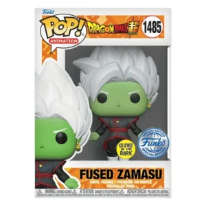 Funko Pop Fused Zamasu 1485 SE GITD Dragon Ball en su caja original, vista lateral.