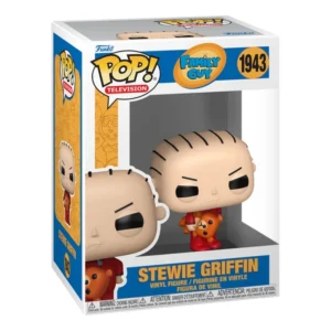Funko Pop Stewie Griffin 1943 Family Guy en su caja original, vista lateral.