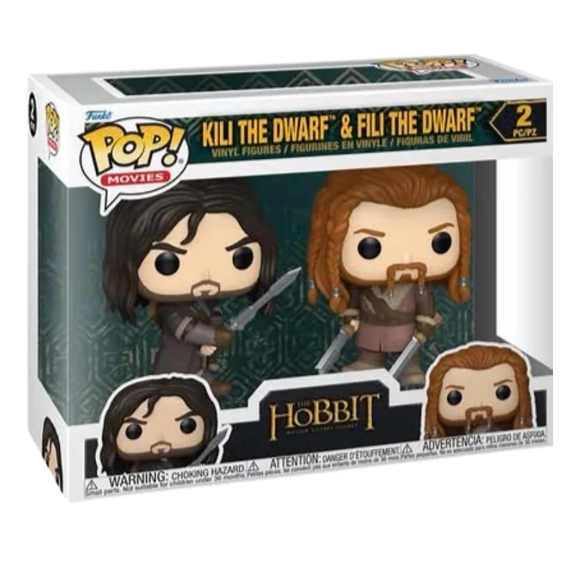 Funko Pop 2 Pack Kili The Dwarf & Fili The Dwarf The Hobbit en su caja original, vista lateral.
