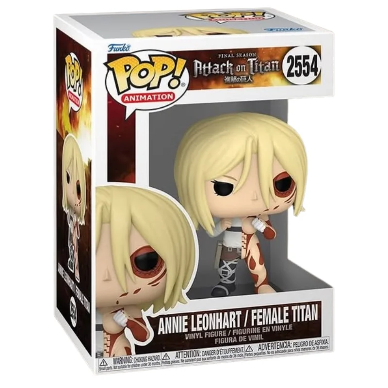 Funko Pop Annie Leonhart/Female Titan 2554 Attack On Titan en su caja original, vista lateral.