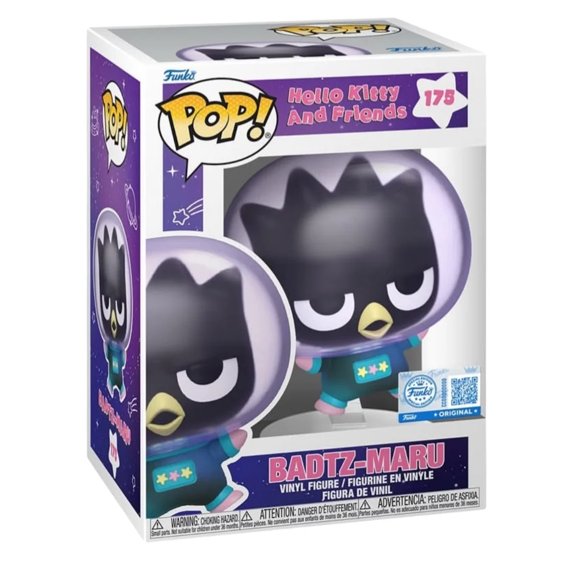 Funko Pop Badtz-Maru 175 SE Hello Kitty en su caja original, vista lateral