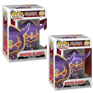 Funko Pop Buster Blader 2561 Bundle Yu-Gi-Oh! en sus cajas originales, vista lateral.