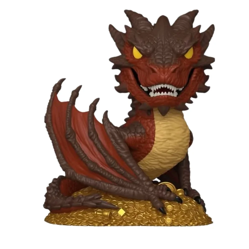 Funko Pop Deluxe Smaug 2188 Metallic The Hobbit fuera de su caja, vista frontal.
