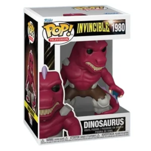Funko Pop Dinosaurus 1980 Invincible en su caja original, vista lateral.