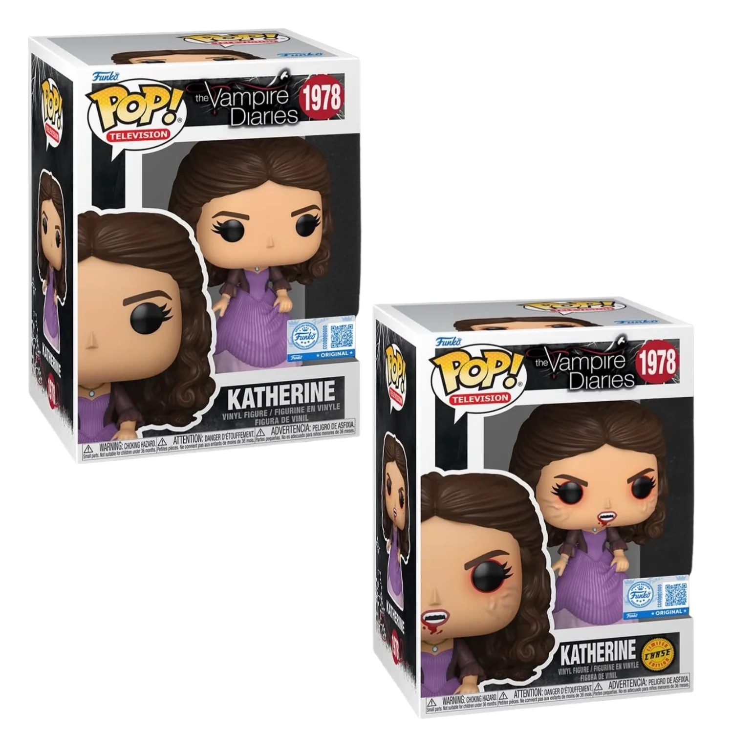 Funko Pop Katherine 1978 SE Bundle The Vampire Diaries en cajas originales, vista lateral
