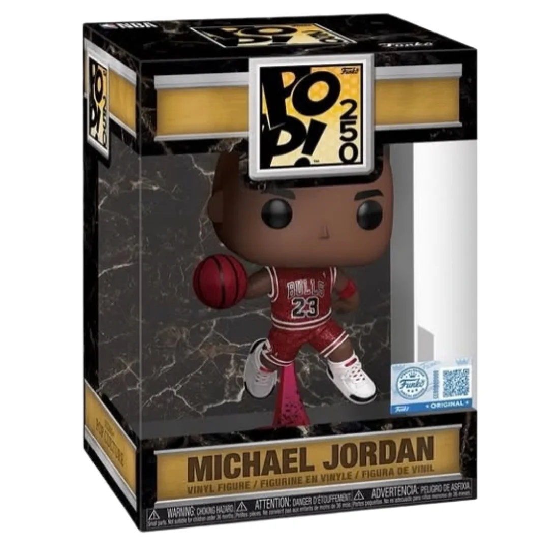 Funko Pop Michael Jordan Pop 250 SE NBA en su caja original, vista lateral